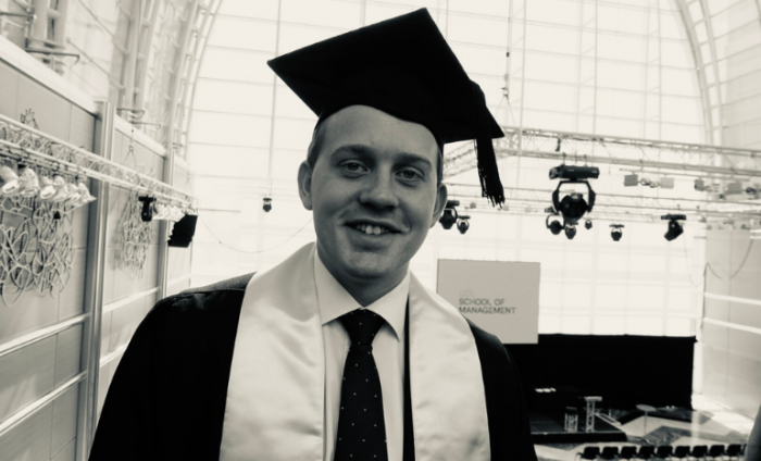 Victor Rokkedal Dyrnes at his UCL School of Management graduation 