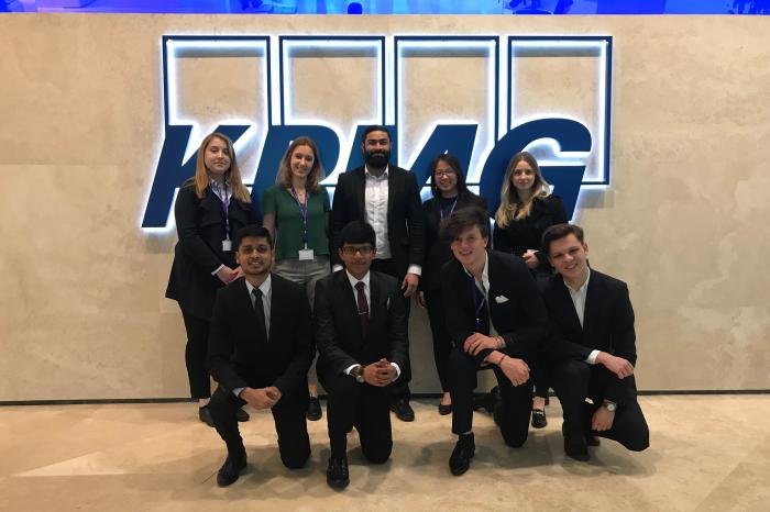 Eight of UCL School of Management's second-year IMB students spent time shadowing at KPMG (Photo: UCL)