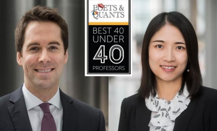 Headshots of Yiting and Blaine with Poets and Quants best 40-under-40 logo