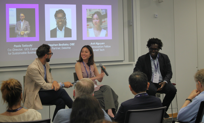 Three speakers at the CSB event