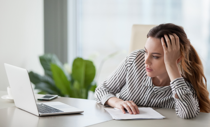 A women bored at work