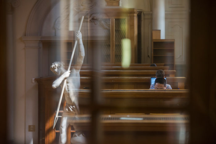 UCL Library with Flaxman Gallery reflected in the window